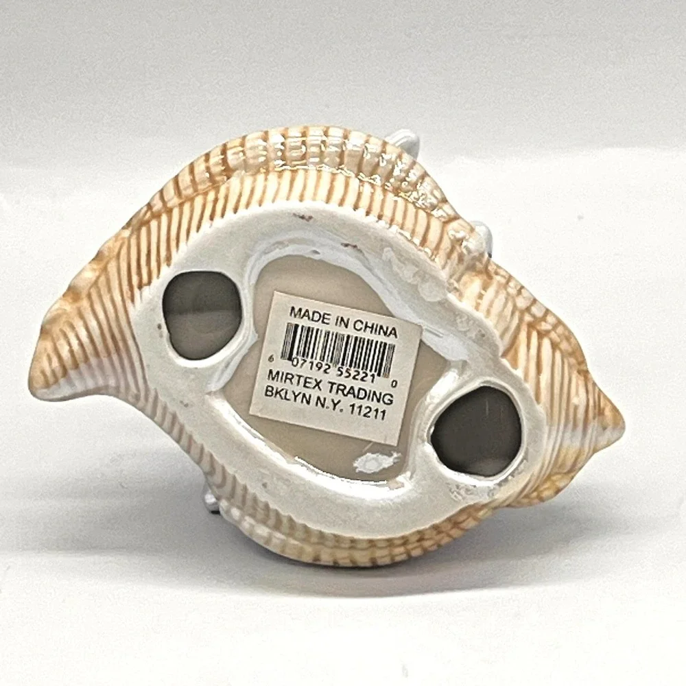 Vintage Lusterware Iridescent Porcelain Dolphins On Seashell Mirtex Trading